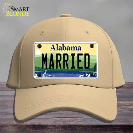 Married Alabama Novelty License Plate Hat Cotton / Khaki