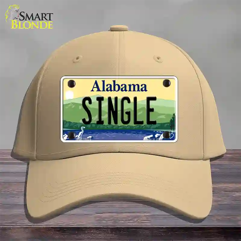 Single Alabama Novelty License Plate Hat Cotton / Khaki