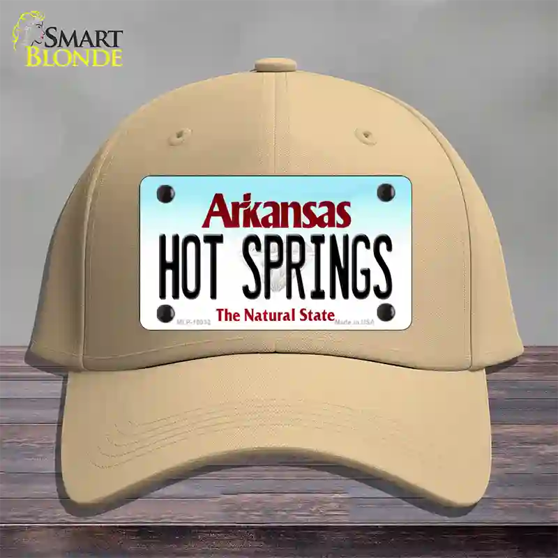 Hot Springs Arkansas Novelty License Plate Hat Cotton / Khaki