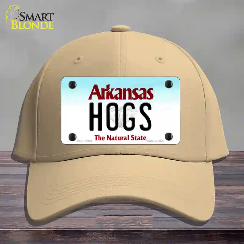 Hogs Arkansas Novelty License Plate Hat Cotton / Khaki