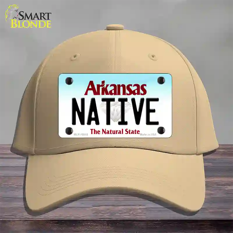 Native Arkansas Novelty License Plate Hat Cotton / Khaki