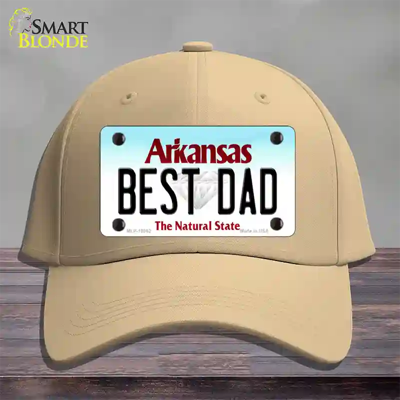 Best Dad Arkansas Novelty License Plate Hat Cotton / Khaki