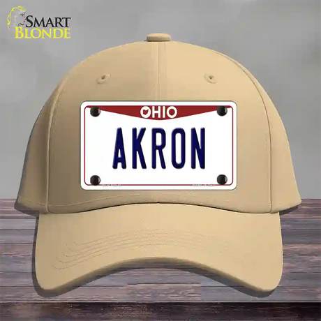 Akron Ohio Novelty License Plate Hat Cotton / Khaki