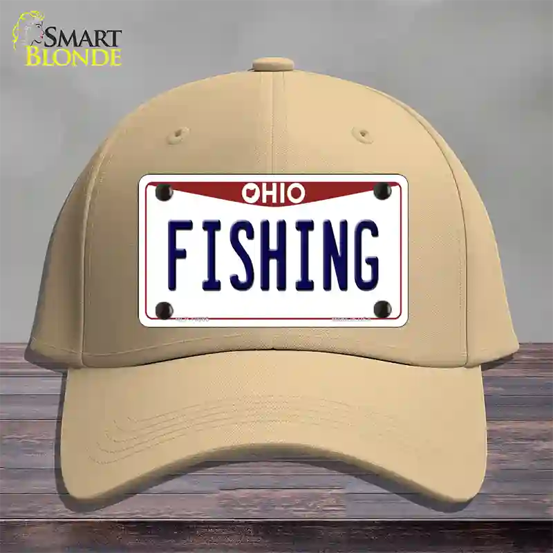 Fishing Ohio Novelty License Plate Hat Cotton / Khaki