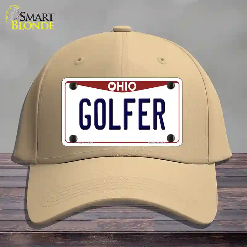 Golfer Ohio Novelty License Plate Hat Cotton / Khaki