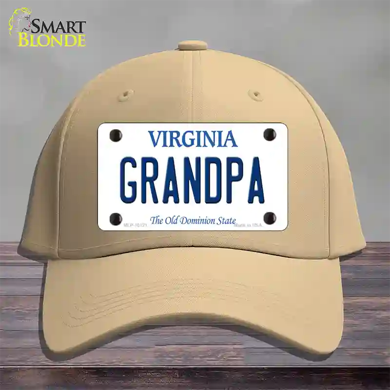 Grandpa Virginia Novelty License Plate Hat Cotton / Khaki