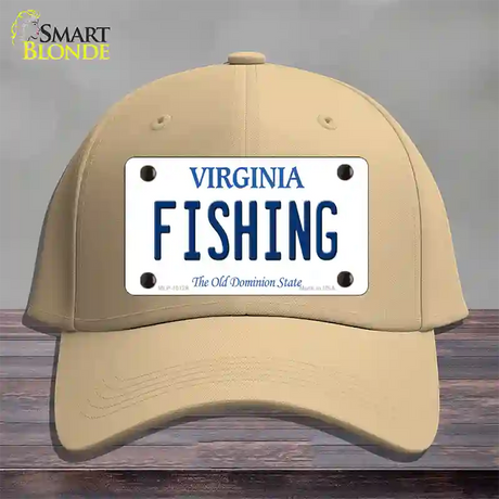 Fishing Virginia Novelty License Plate Hat Cotton / Khaki