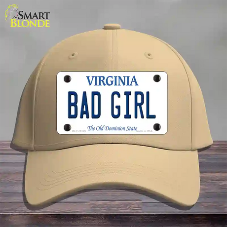 Bad Girl Virginia Novelty License Plate Hat Cotton / Khaki