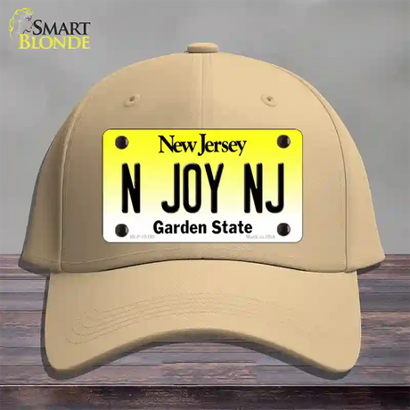 N Joy NJ New Jersey Novelty License Plate Hat Cotton / Khaki