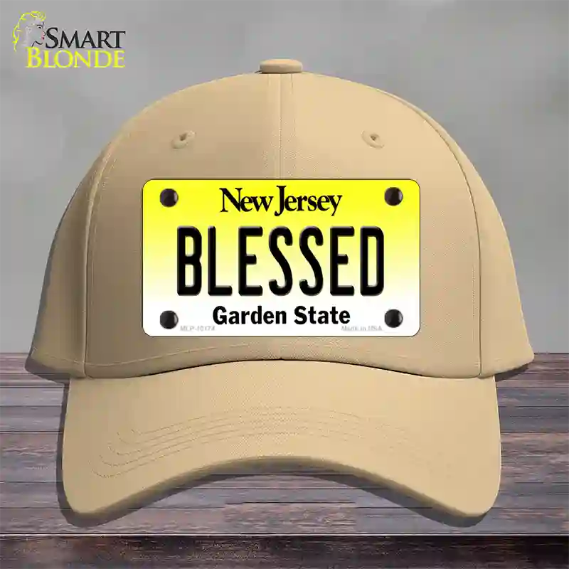 Blessed New Jersey Novelty License Plate Hat Cotton / Khaki