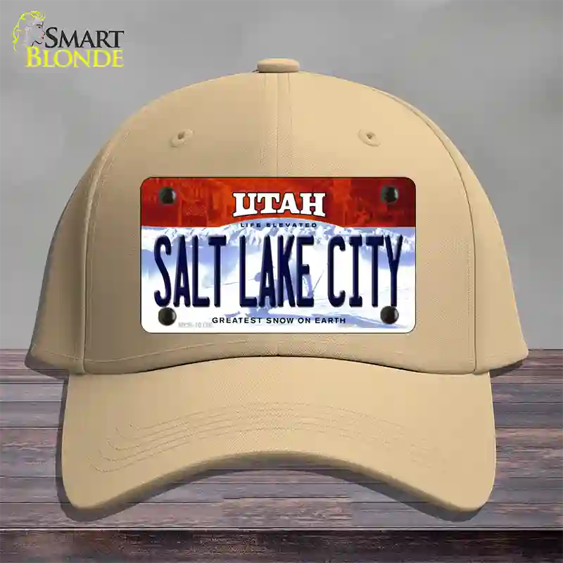 Salt Lake City Utah Novelty License Plate Hat Cotton / Khaki