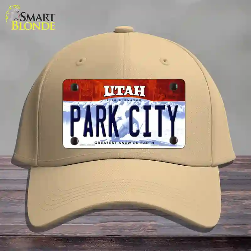 Park City Utah Novelty License Plate Hat Cotton / Khaki