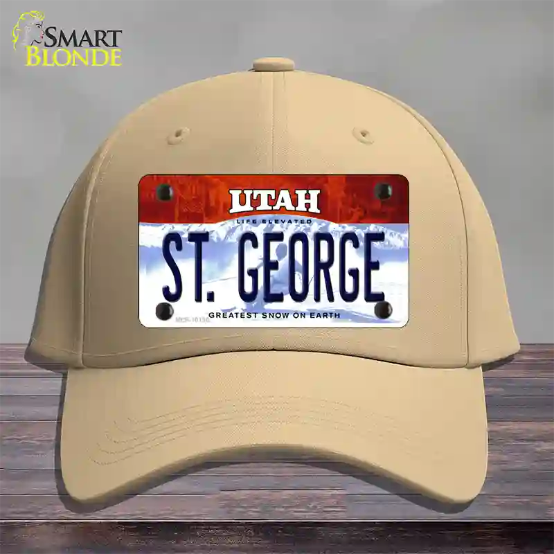 St George Utah Novelty License Plate Hat Cotton / Khaki