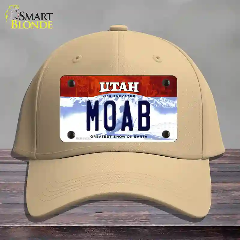 Moab Utah Novelty License Plate Hat Cotton / Khaki