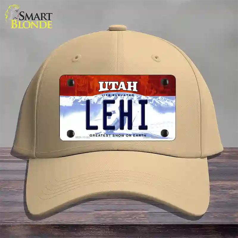 Lehi Utah Novelty License Plate Hat Cotton / Khaki