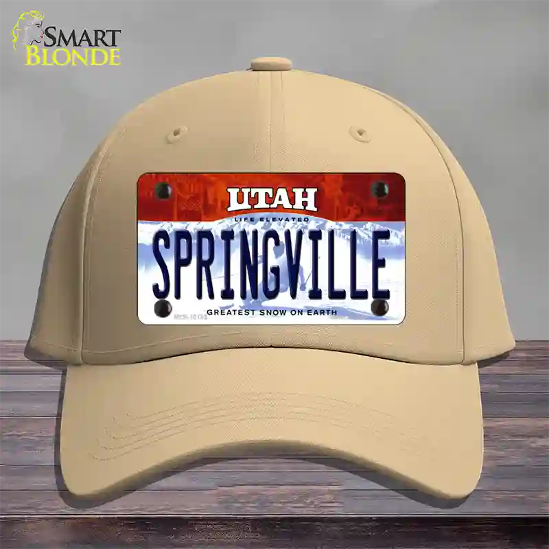 Springville Utah Novelty License Plate Hat Cotton / Khaki