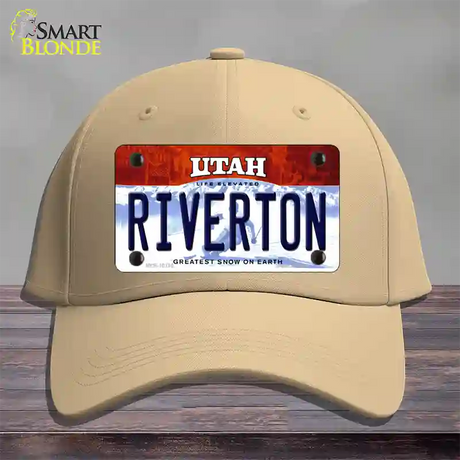 Riverton Utah Novelty License Plate Hat Cotton / Khaki