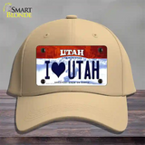 I Love Utah Novelty License Plate Hat Cotton / Khaki