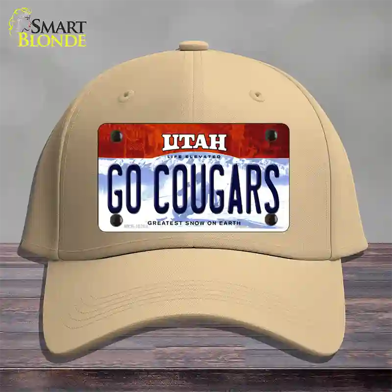 Go Cougars Utah Novelty License Plate Hat Cotton / Khaki