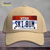 Ski Bum Utah Novelty License Plate Hat Cotton / Khaki