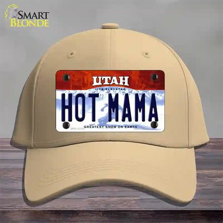 Hot Mama Utah Novelty License Plate Hat Cotton / Khaki