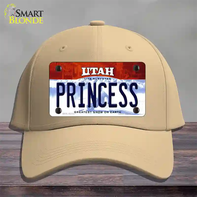 Princess Utah Novelty License Plate Hat Cotton / Khaki