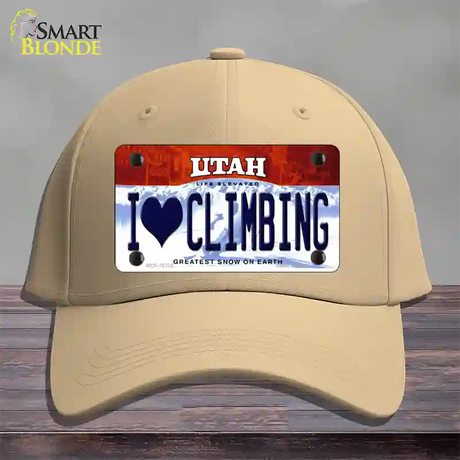 I Love Climbing Utah Novelty License Plate Hat Cotton / Khaki