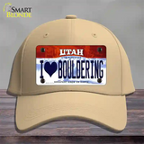 I Love Bouldering Utah Novelty License Plate Hat Cotton / Khaki