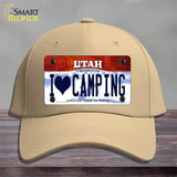 I Love Camping Utah Novelty License Plate Hat Cotton / Khaki