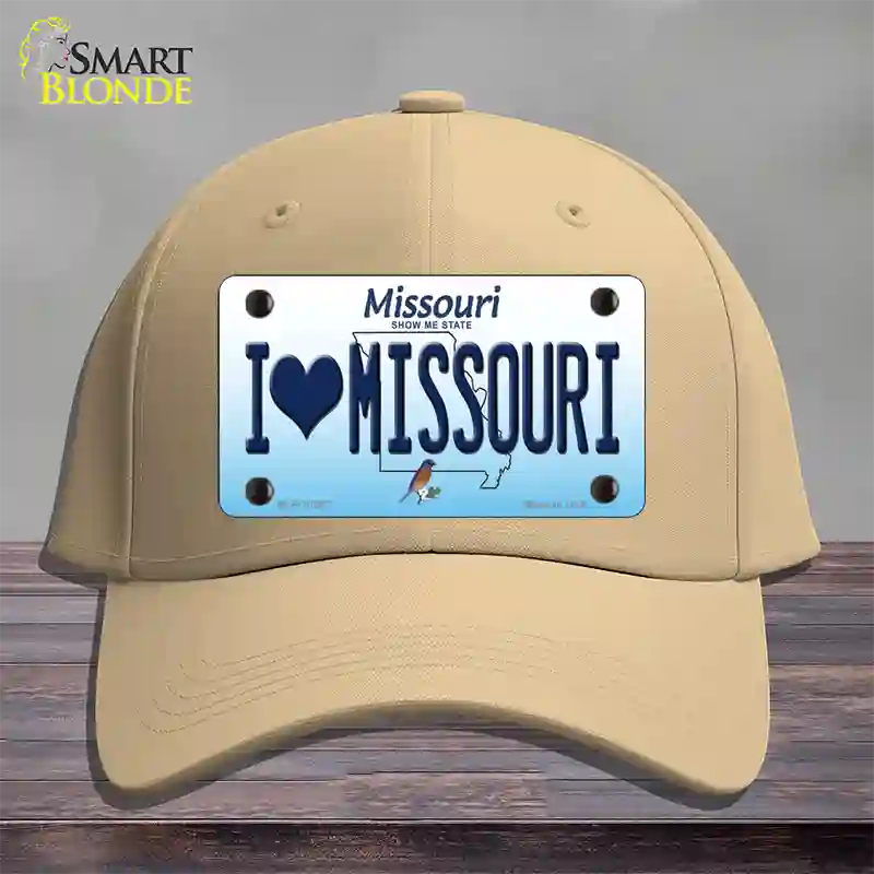 I Love Missouri Novelty License Plate Hat Cotton / Khaki