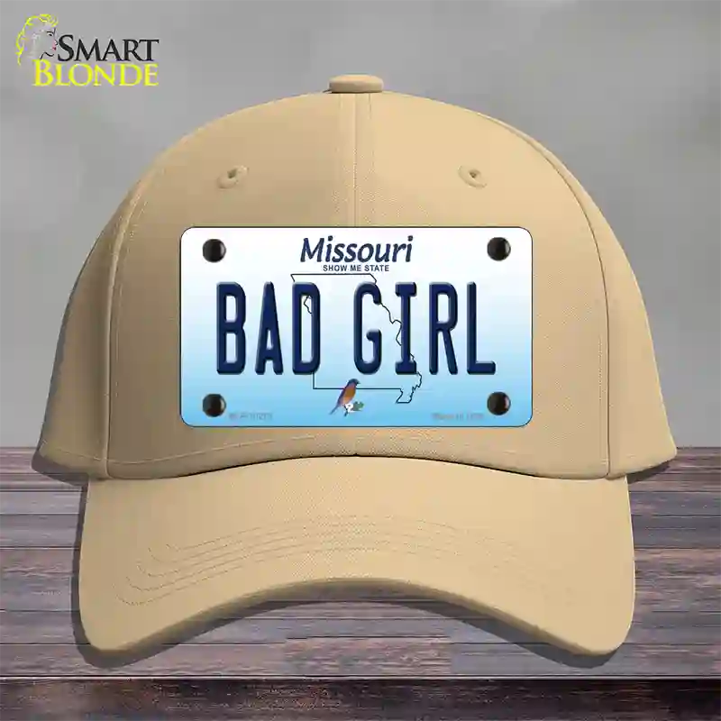 Bad Girl Missouri Novelty License Plate Hat Cotton / Khaki