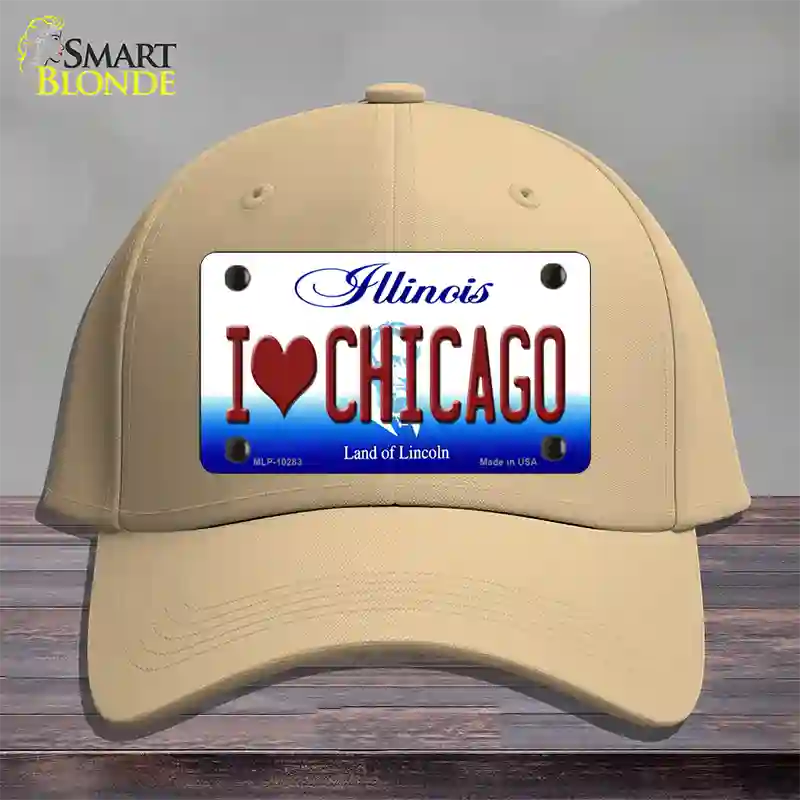 I Love Chicago Illinois Novelty License Plate Hat Cotton / Khaki