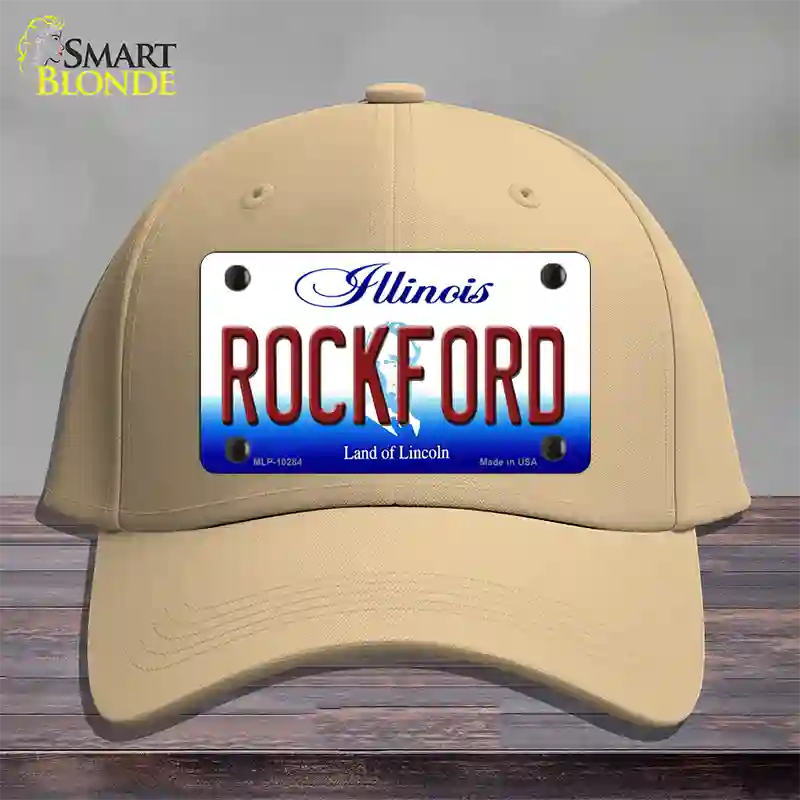 Rockford Illinois Novelty License Plate Hat Cotton / Khaki