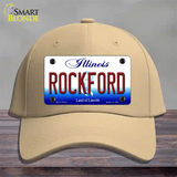 Rockford Illinois Novelty License Plate Hat Cotton / Khaki