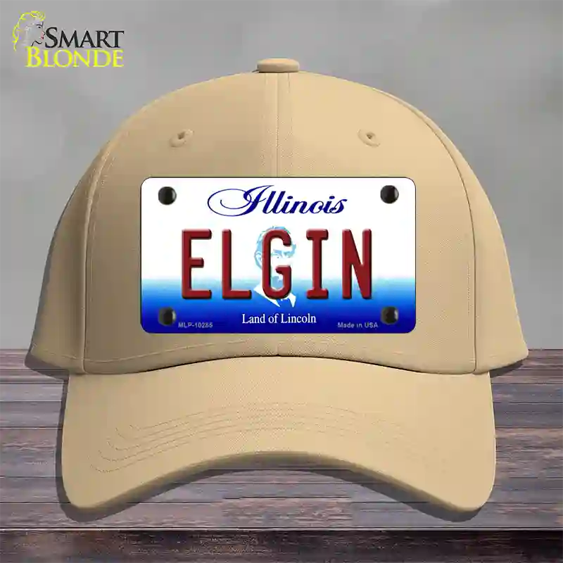 Elgin Illinois Novelty License Plate Hat Cotton / Khaki