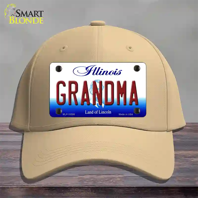 Grandma Illinois Novelty License Plate Hat Cotton / Khaki