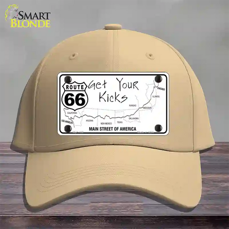 US Route 66 Map Novelty License Plate Hat Cotton / Khaki