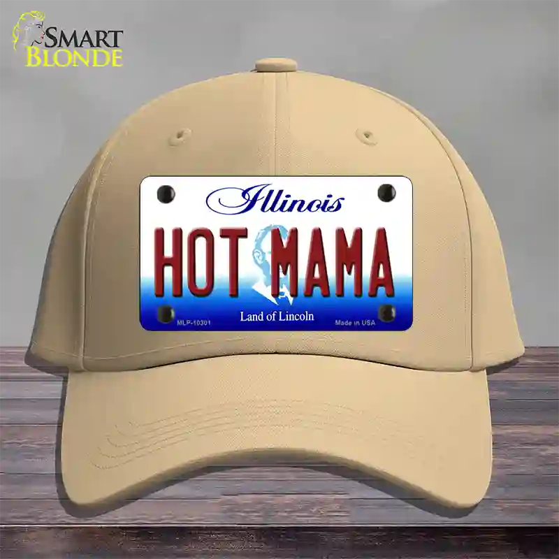 Hot Mama Illinois Novelty License Plate Hat Cotton / Khaki