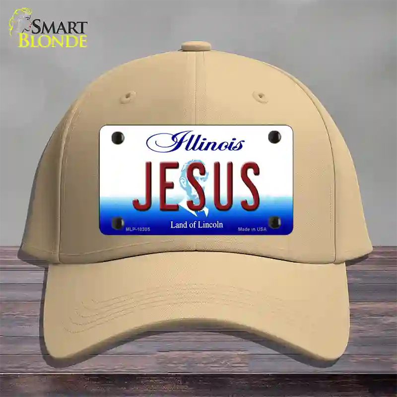 Jesus Illinois Novelty License Plate Hat Cotton / Khaki