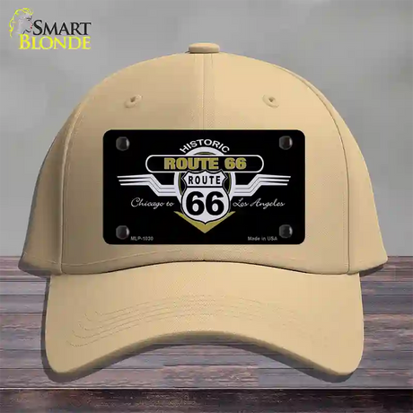 Route 66 Shield Wings Novelty License Plate Hat Cotton / Khaki