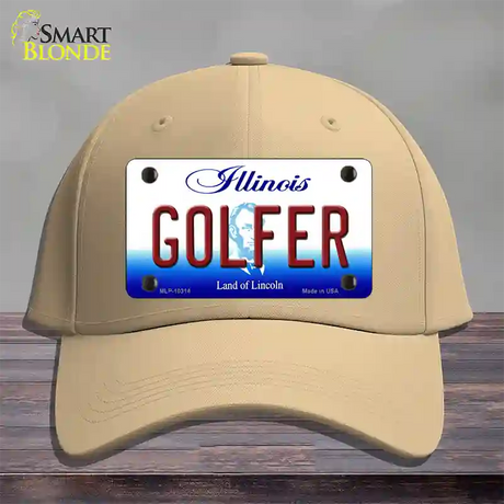 Golfer Illinois Novelty License Plate Hat Cotton / Khaki