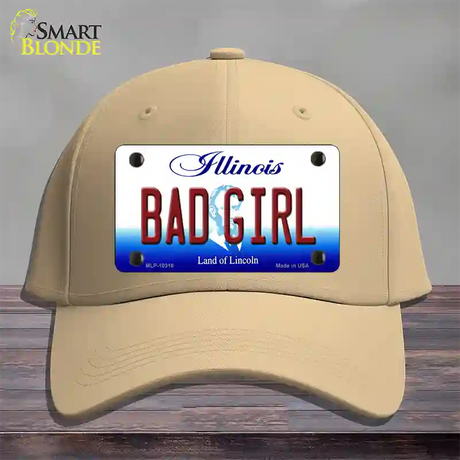 Bad Girl Illinois Novelty License Plate Hat Cotton / Khaki