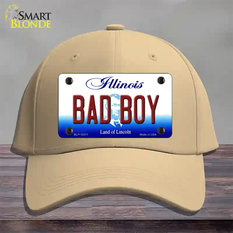 Bad Boy Illinois Novelty License Plate Hat Cotton / Khaki