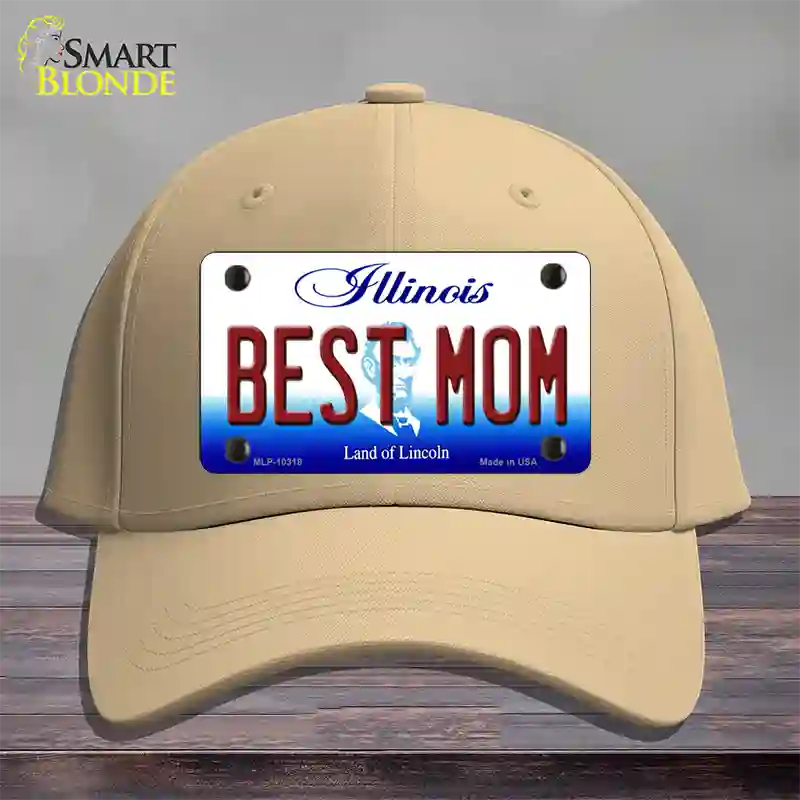 Best Mom Illinois Novelty License Plate Hat Cotton / Khaki