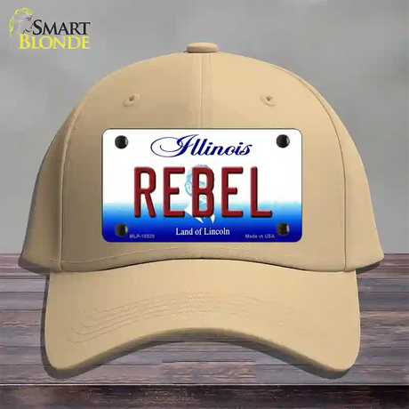 Rebel Illinois Novelty License Plate Hat Cotton / Khaki