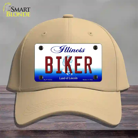 Biker Illinois Novelty License Plate Hat Cotton / Khaki