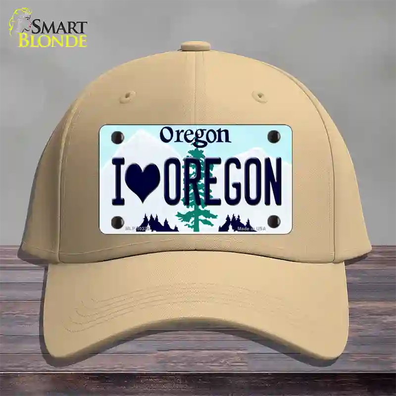 I Love Oregon Novelty License Plate Hat Cotton / Khaki