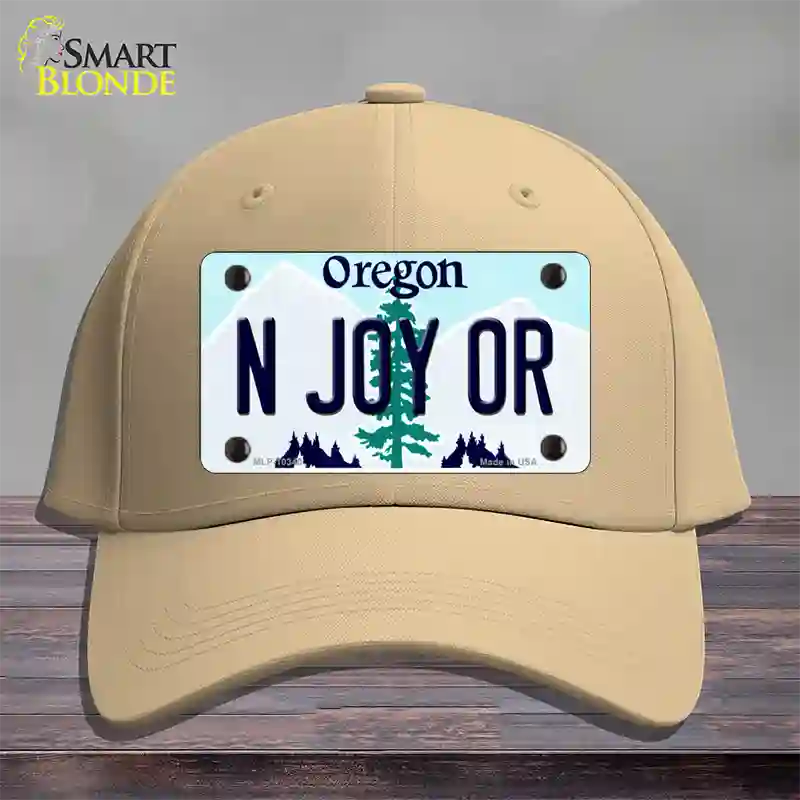 N Joy OR Oregon Novelty License Plate Hat Cotton / Khaki