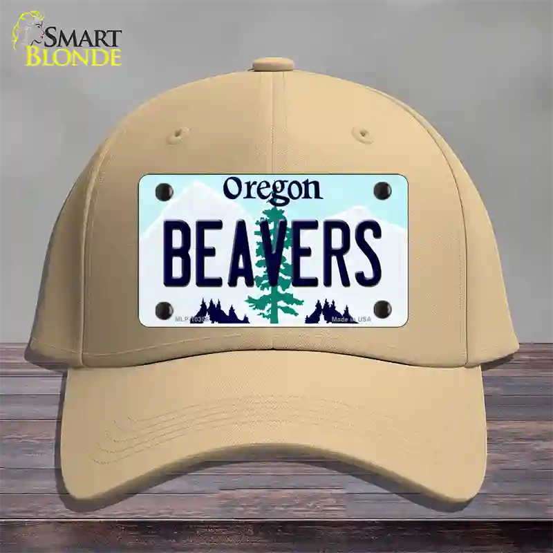 Beavers Oregon Novelty License Plate Hat Cotton / Khaki