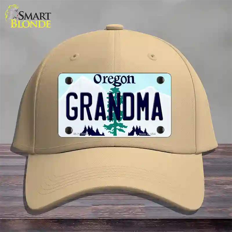 Grandma Oregon Novelty License Plate Hat Cotton / Khaki